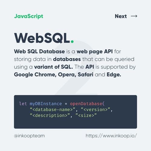 8 Web APIs - Indexed DB, Web SQL, Vibration, and more.