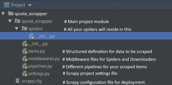 Scrapy project structured briefed