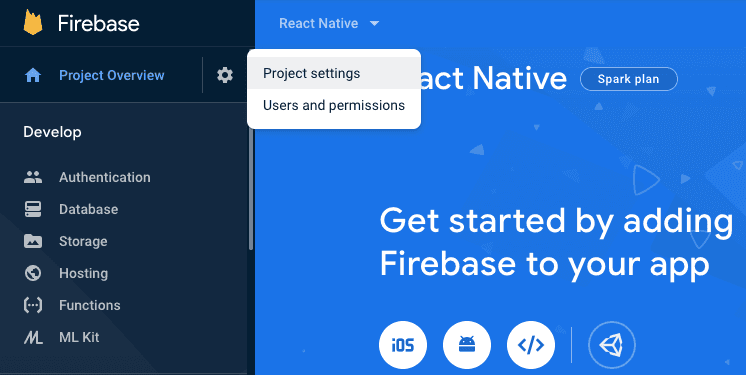 Firebase dashboard