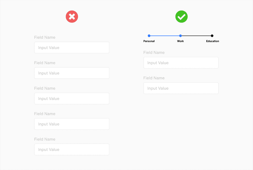 Don't build large forms, break 'em down UI